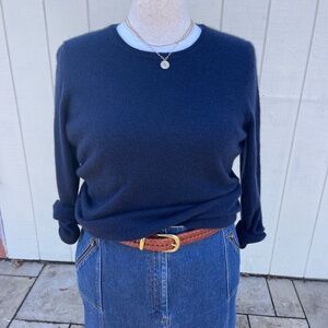 Charter Club Navy 100% Cashmere Long Sleeve Sweater Size Large